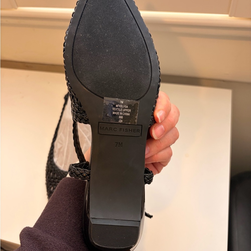 Marc Fisher Black Woven Slingback Flats - Kelysa style - Picture 9 of 14
